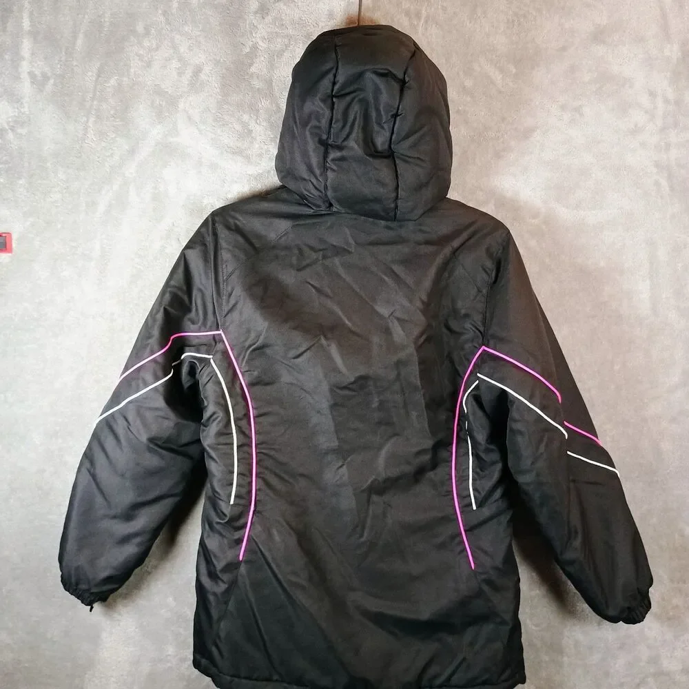 Girls ZeroXposure Ski Snow Parka Jacket Black And Pink Faux Fur Hood 14/16